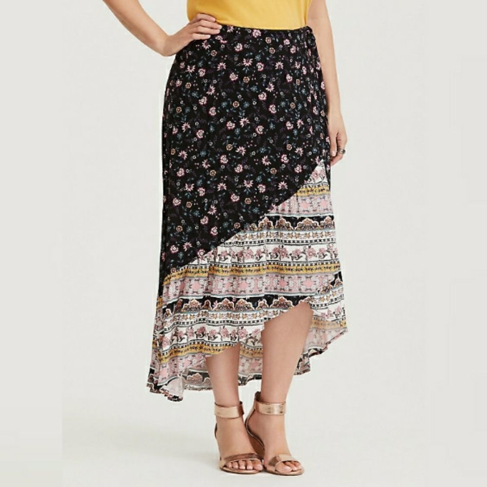 Torrid floral challis wrap skirt